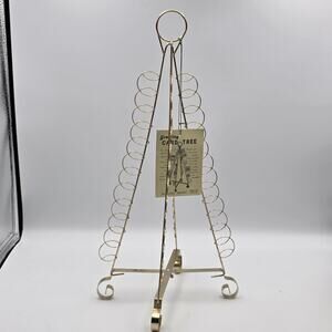 Vintage Brass Christmas Tree Greeting Card Photo Holder Display Original Box